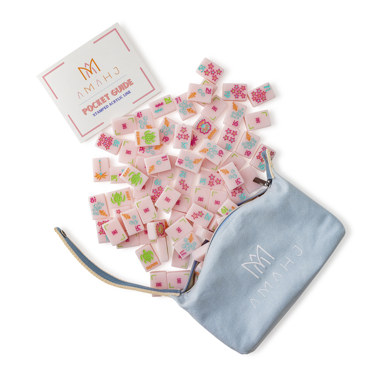 Pink Coastal Signature Mahjong Tile Set
