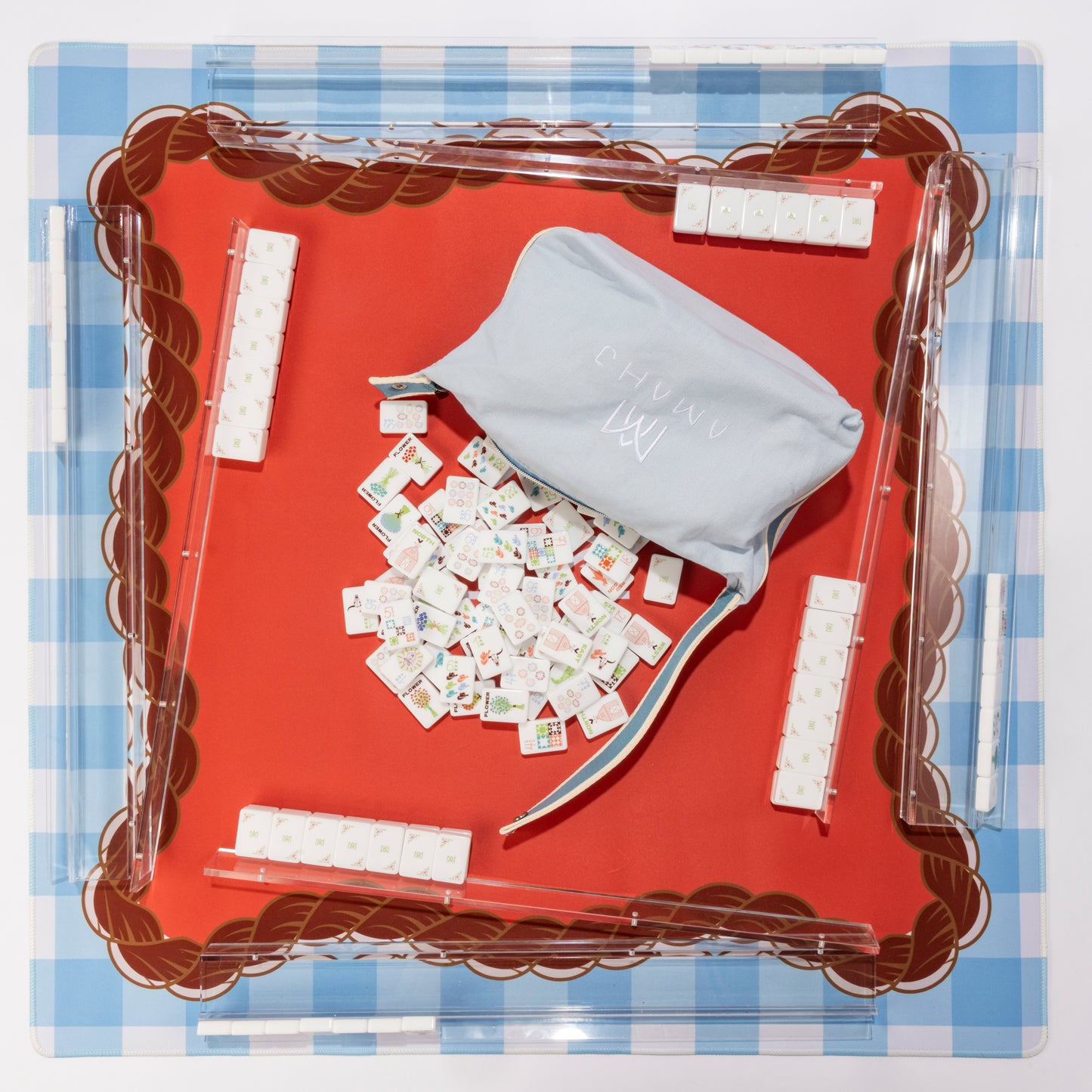 Round Top Stamped Mahjong Tile Set