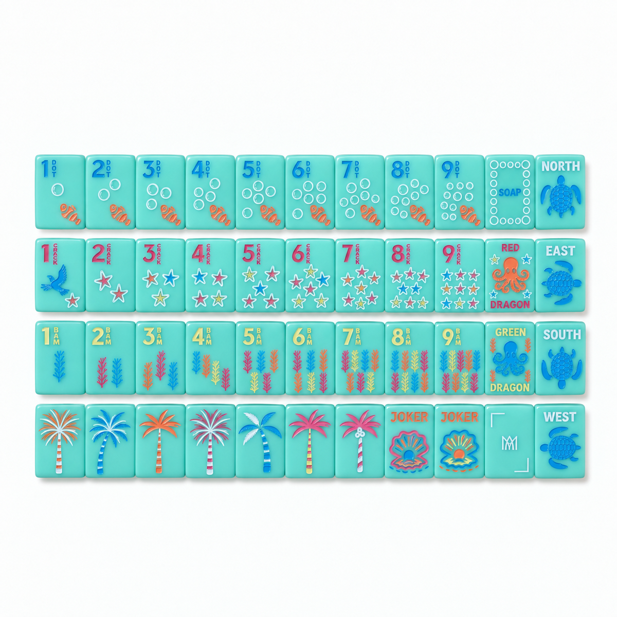 Teal Coastal Signature Mahjong Tile Set