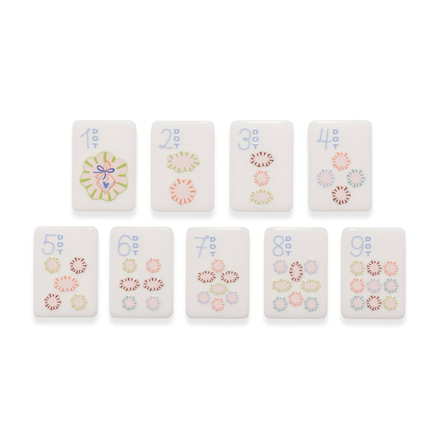 Round Top Stamped Mahjong Tile Set