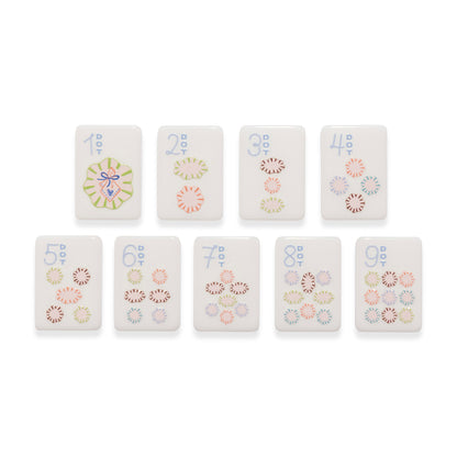 Round Top Stamped Mahjong Tile Set