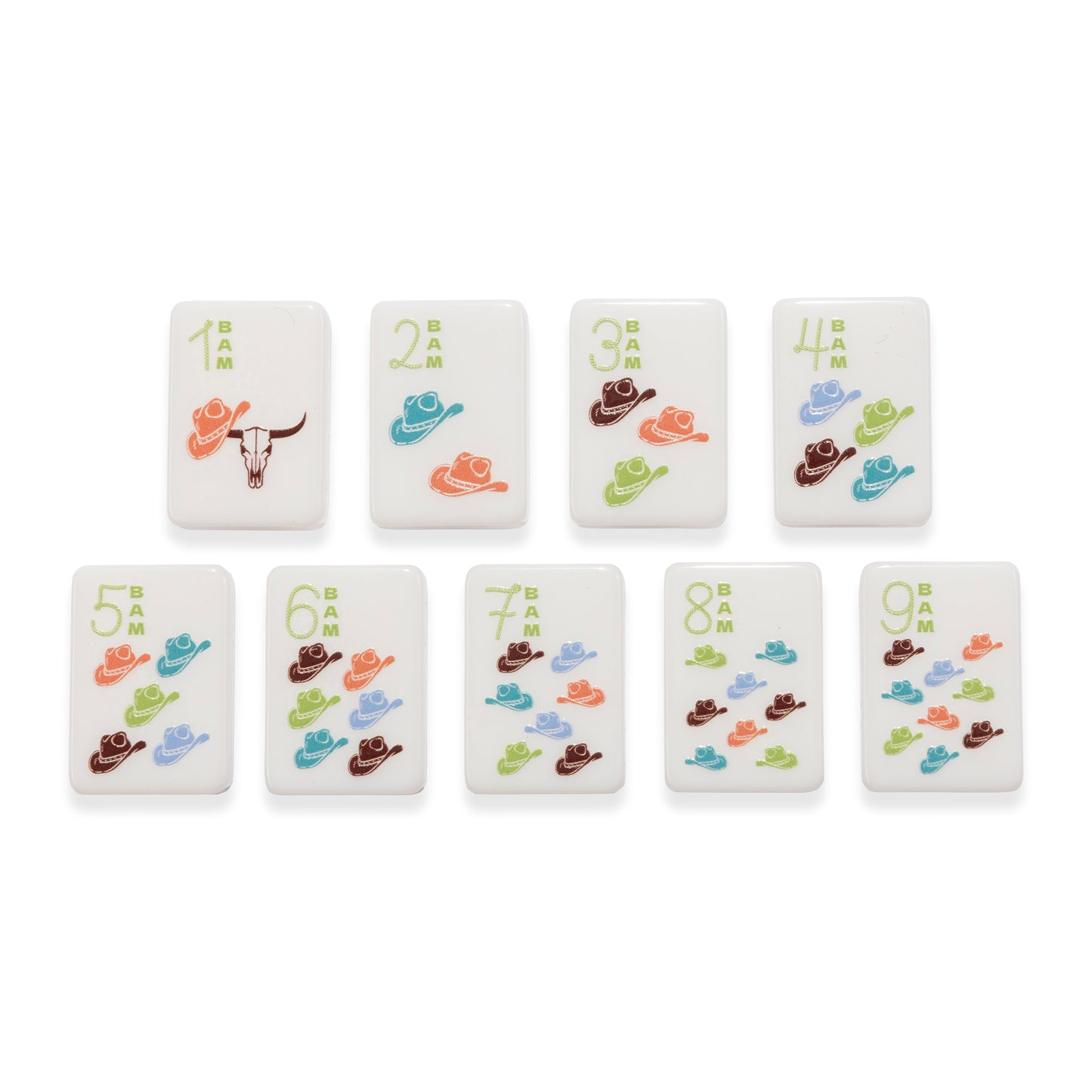 Round Top Stamped Mahjong Tile Set