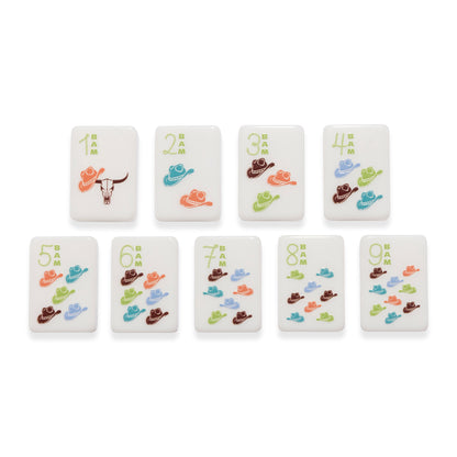 Round Top Stamped Mahjong Tile Set