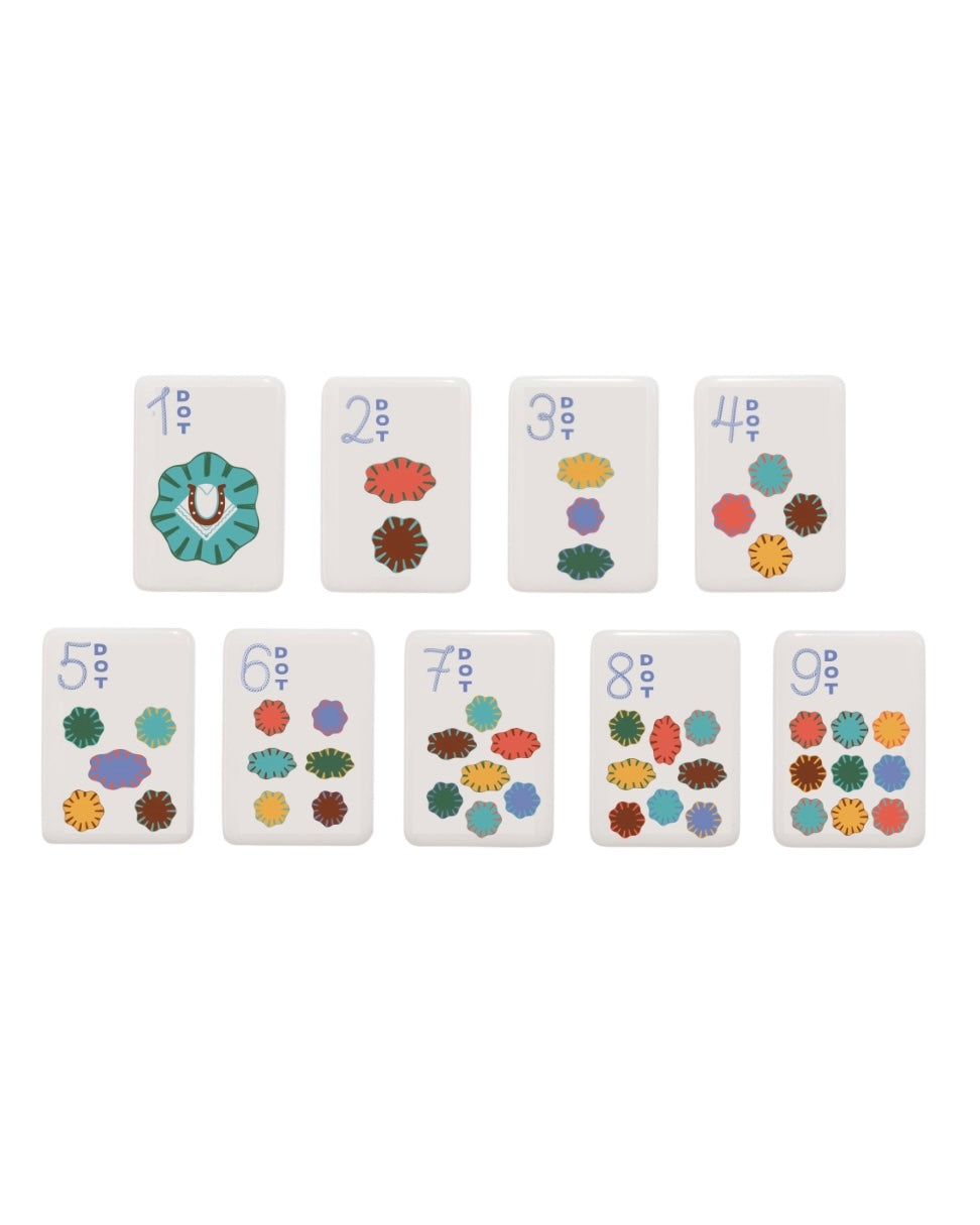 Round Top Stamped Mahjong Tile Set