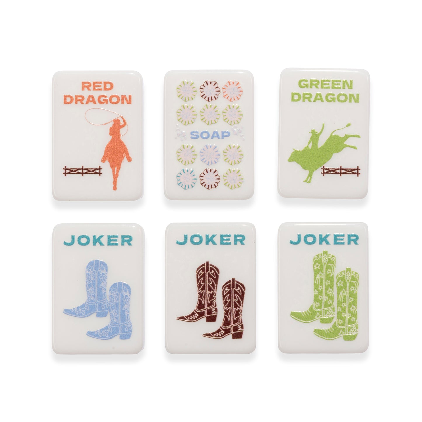 Round Top Stamped Mahjong Tile Set