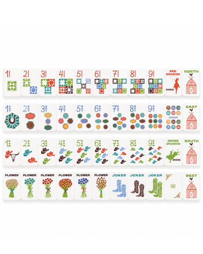 Round Top Stamped Mahjong Tile Set