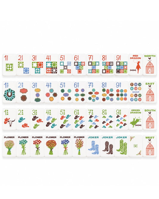 Round Top Stamped Mahjong Tile Set